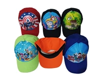 Kids  Cotton  Cartoon Printed Cap Color  Mix Color Cap Fitting  Velcro - Free, 6