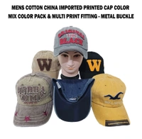 Mens Cotton China Imported Printed Cap Color - Mix Color Pack & Multi Print Fitting - Metal Buckle - Free, 6