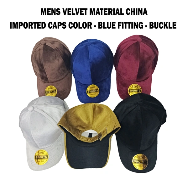 Mens China Imported Velvet Cap  Color - Mix Color Pack Only   Fitting - Steel Buckle - Free, 6