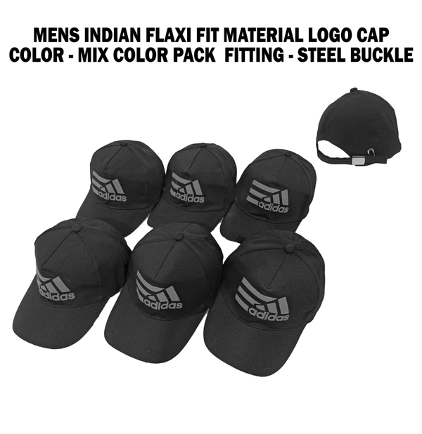 Mens Indian Flaxi Fit Rubber Printed   Logo Caps Color - Black Color Pack Fitting - Buckle - Free, 6