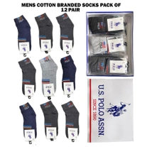 Mens Cotton Branded Socks Pack Of 12 Pair - Free, 12
