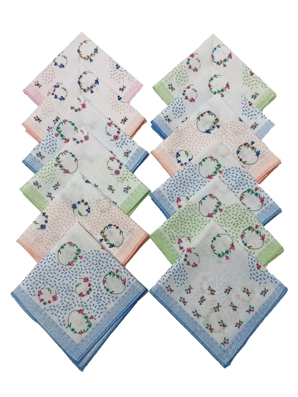 Cotton Multi Color  Multi  Prints  Colorful  Hankies - 12