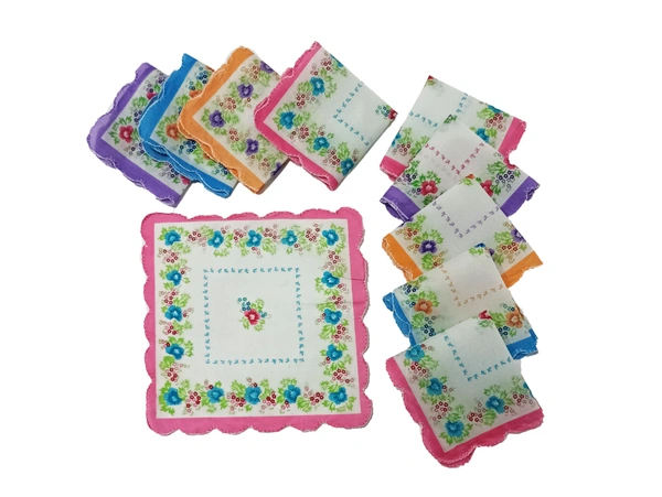 Cotton Multi Color Multi Printed Hankies Set Of 12 - 12
