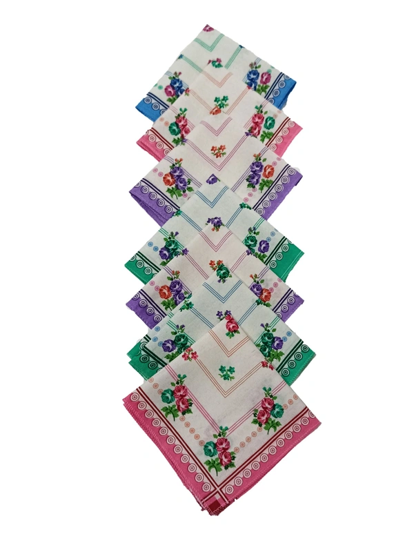Cotton Multi Color Multi Printed Colorful Hankies - 12