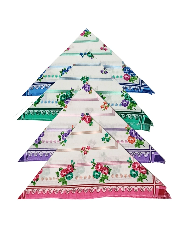 Cotton Multi Color Multi Printed Colorful Hankies - 12