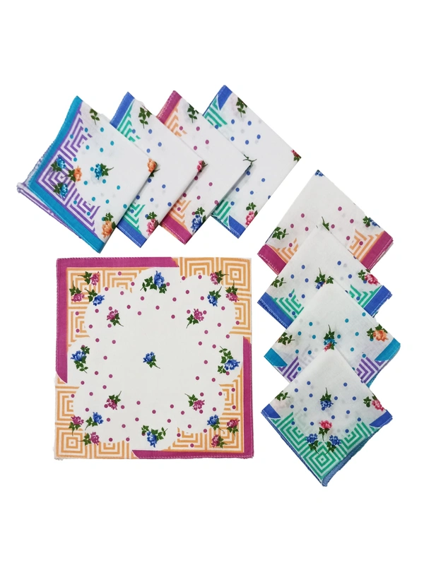 Cotton Multi Color Multi Printed Colorful Hankies - 12