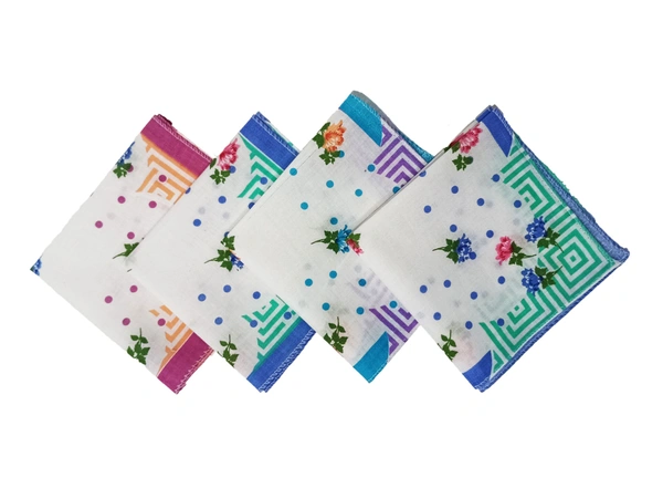 Cotton Multi Color Multi Printed Colorful Hankies - 12