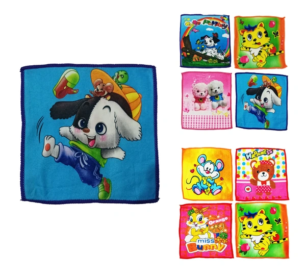 BIJKART  KIDS COTTON MULTI COLOR   MULTI CARTOON PRINT  HANKIES  - 10/10, 12