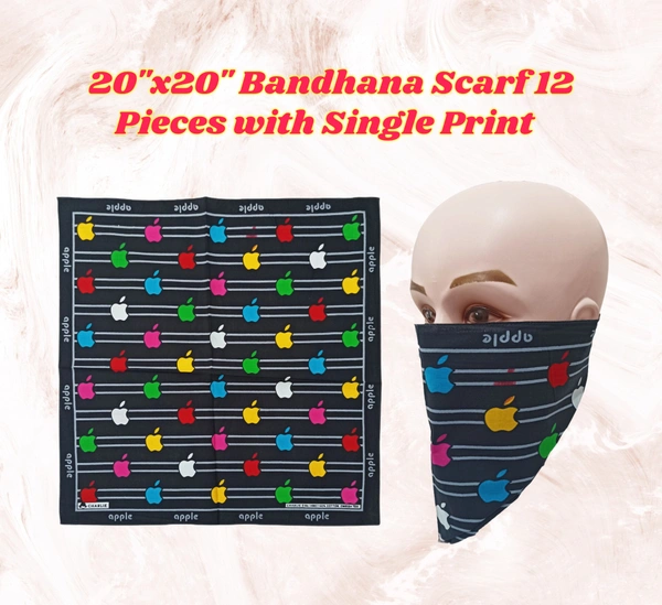 BIJKART  20"x20" Bandhana Scarf 12 Pieces with Single Print   - FREE SIZE, 12