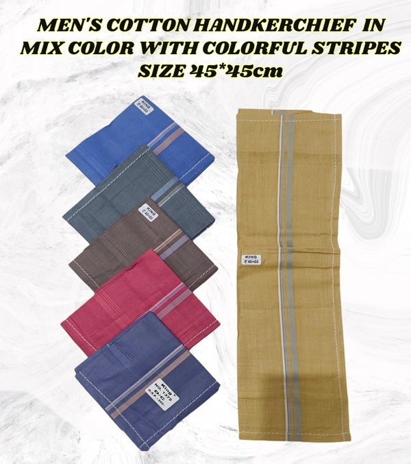 Mens Cotton  Multi Color Handkerchief Colorful Stripes - 12