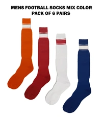 Mens Football Socks Mix Color Pack Of 6 Pairs - Free, 6