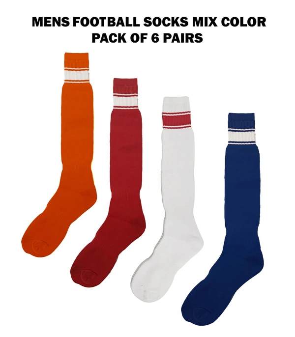 Mens Football Socks Mix Color Pack Of 6 Pairs - Free, 6