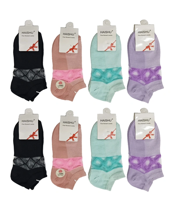 Women Anklet Socks, Mix Color Pack (Pack  Of 10Pairs) - Free, 10