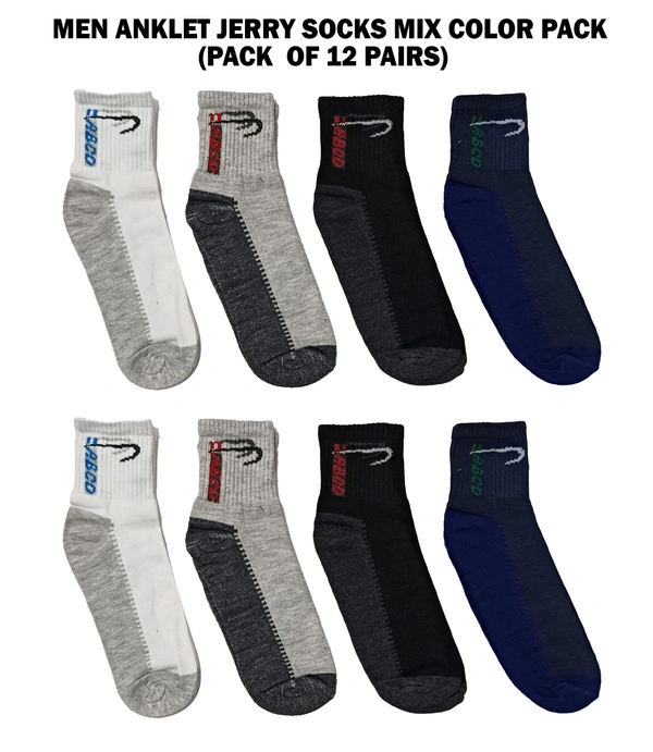 Men Anklet Mix Color Socks  Pack (Pack  Of 12 Pairs) - Free, 12
