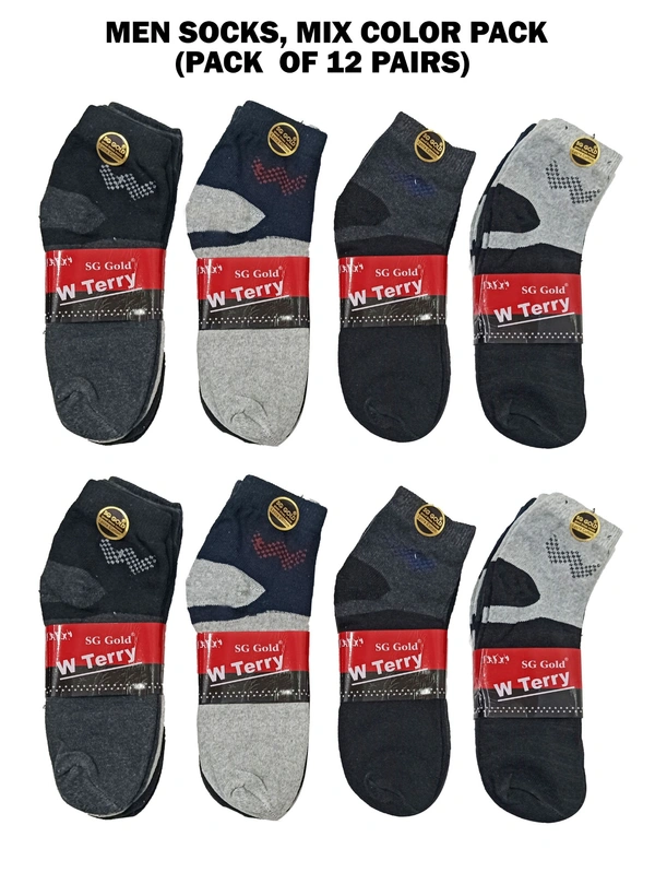 Men Socks, Mix Color Pack (Pack  Of 12 Pairs) - Free, 12