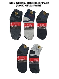 Men Socks, Mix Color Pack (Pack  Of 12 Pairs) - Free, 12