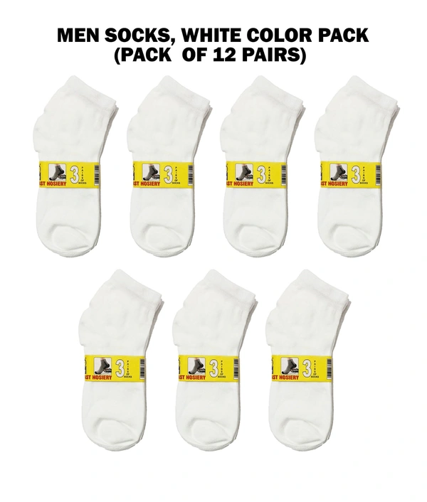 Boys  Socks, White Color Pack (Pack  Of 12 Pairs) - Free, 12