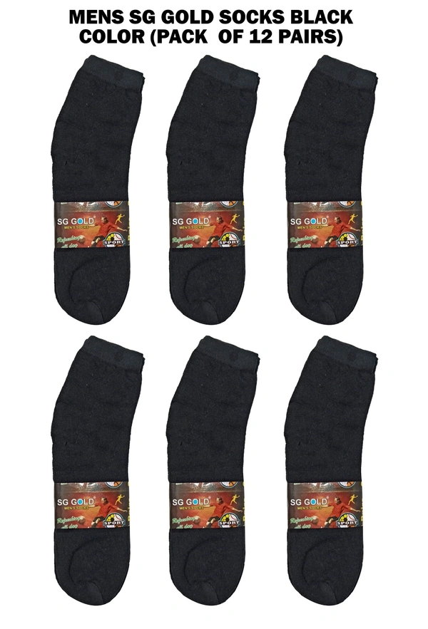 Mens Socks, Black Color Pack (Pack  Of 12 Pairs) - Free, 12