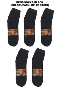 Mens Socks, Black Color Pack (Pack  Of 12 Pairs) - Free, 12