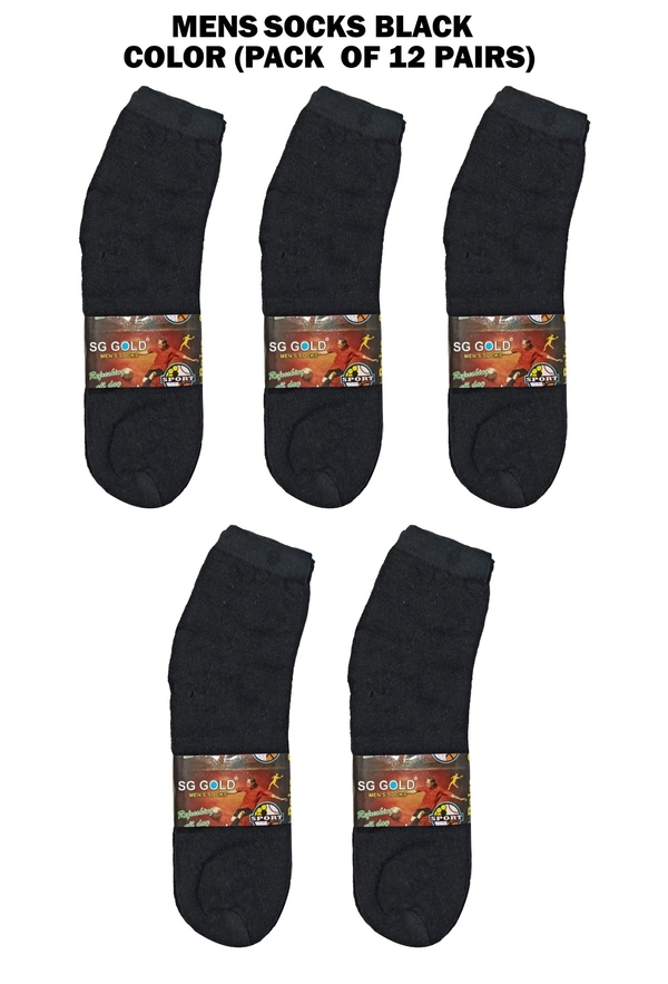 Mens Socks, Black Color Pack (Pack  Of 12 Pairs) - Free, 12