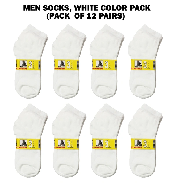 Boys  Socks, White Color Pack (Pack  Of 12 Pairs) - Free, 12