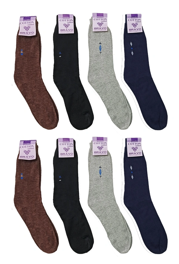 Mens Long Plain  Socks, Mix Color Pack (Pack  Of 12 Pairs) - Free, 12