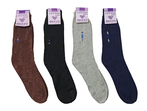 Mens Long Plain  Socks, Mix Color Pack (Pack  Of 12 Pairs) - Free, 12