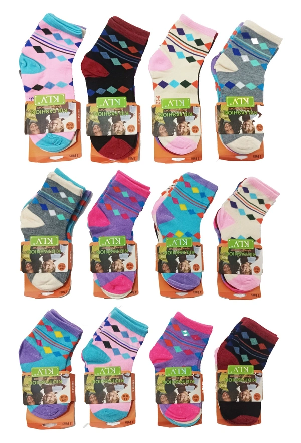 Kids Socks Mix Colour Pack  (Pack Of 12 Pair )
Size-3-6,6-9,9-12, Year - 3-6,6-9,9-12, Year, 12