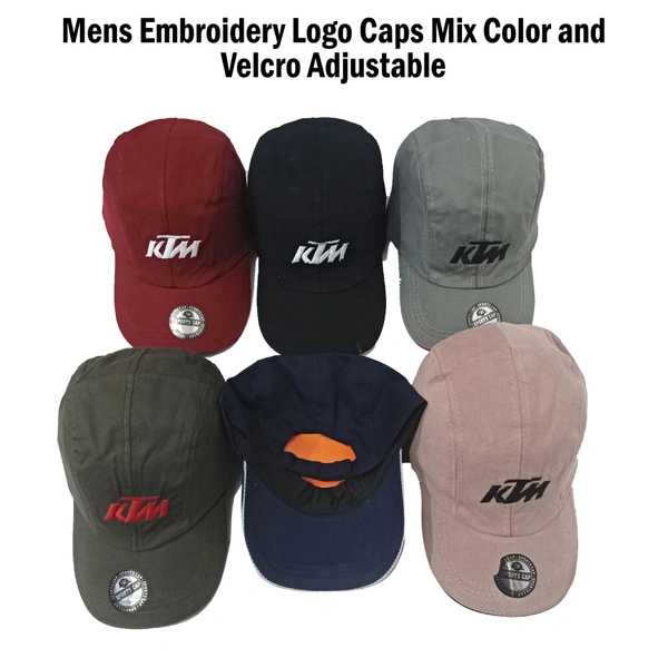 Mens Cotton Embrodary Logo Cap Color - Pink  Color Cap Fitting  Velcro - Free, 6