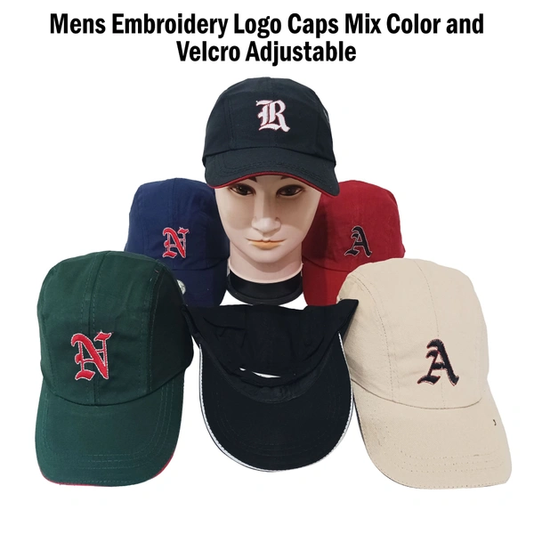 Mens Embroidery Logo Caps Mix Color And Velcro Adjustable - Free, 6