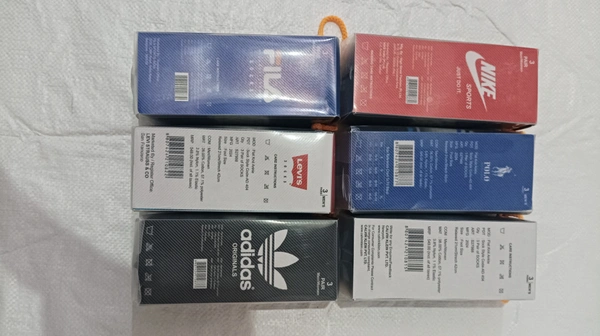 Men Mix Branded Cotton  Socks, Mix Color Pack Set Of 6(3 Pcs In 1Pouch), - Free, 6