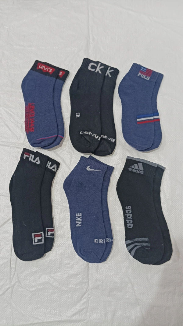 Men Mix Branded Cotton  Socks, Mix Color Pack Set Of 12 Pairs - Free, 12