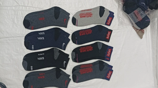 Men Mix Branded Cotton  Socks, Mix Color Pack Set Of 12 Pairs - Free, 12