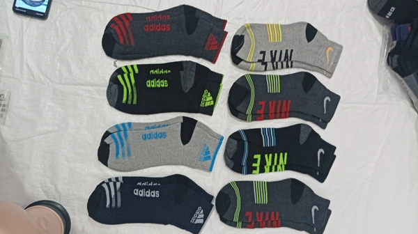 Men Mix Branded Cotton  Socks, Mix Color Pack Set Of 12 Pairs - Free, 12