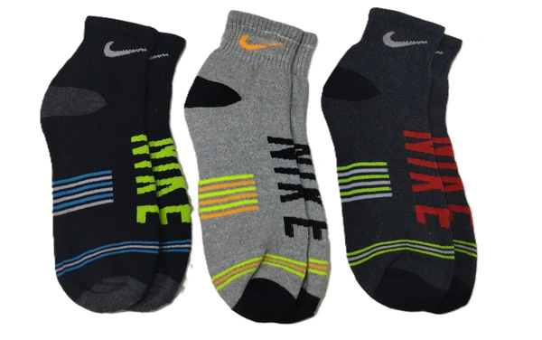 Men Mix Branded Cotton  Socks, Mix Color Pack Set Of 12 Pairs - Free, 12