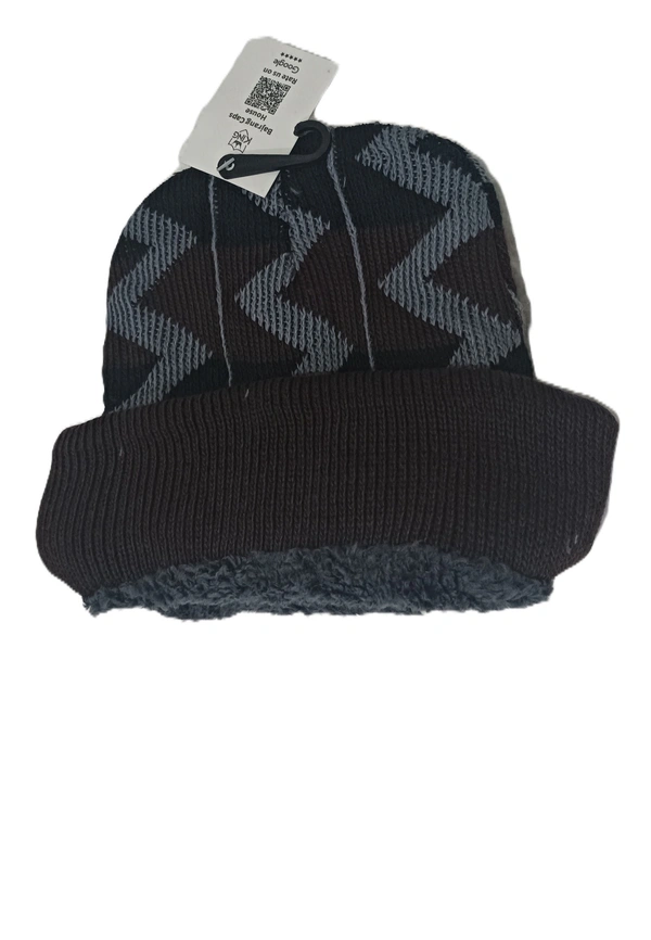 Woolen Half Beanie Cap With Inside Furr Mix Color Pack Only - Half Beanie, 6