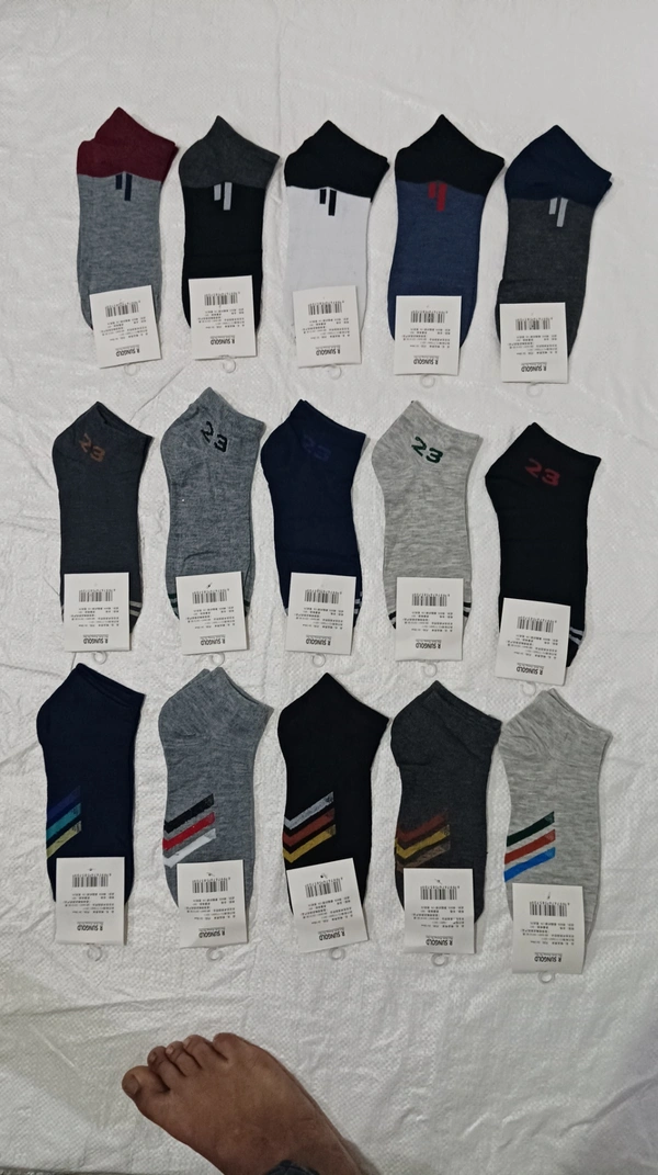 Men Mix Color Mix Design Ankle Socks Pack Of 10 Pairs - Free, 10