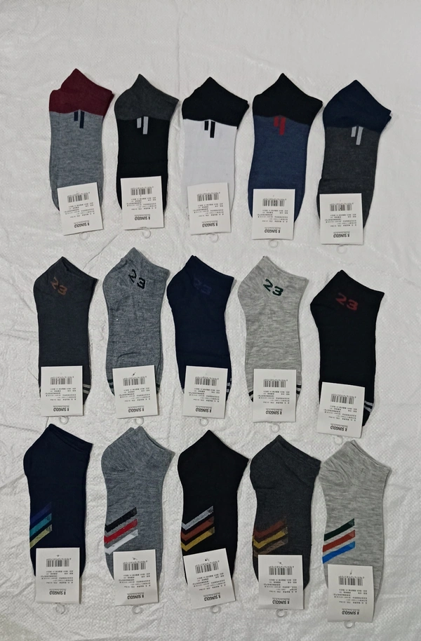 Men Mix Color Mix Design Ankle Socks Pack Of 10 Pairs - Free, 10