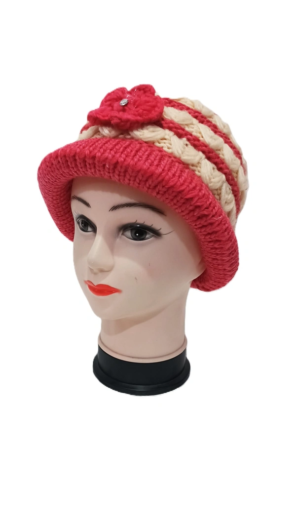 Girls And Ladies Woolen Caps Color- Mix Color Pack Only Basket/Bucket Design - Free, 6