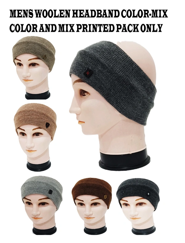 Men Woolen Head Band Mix Color And Mix Printed Pack Only - Head Band, 6