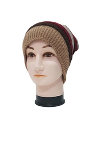 Woolen Long Beanie Cap With Inside Furr Mix Color Only - Long Beanie, 6