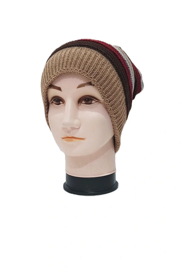 Woolen Long Beanie Cap With Inside Furr Mix Color Only - Long Beanie, 6