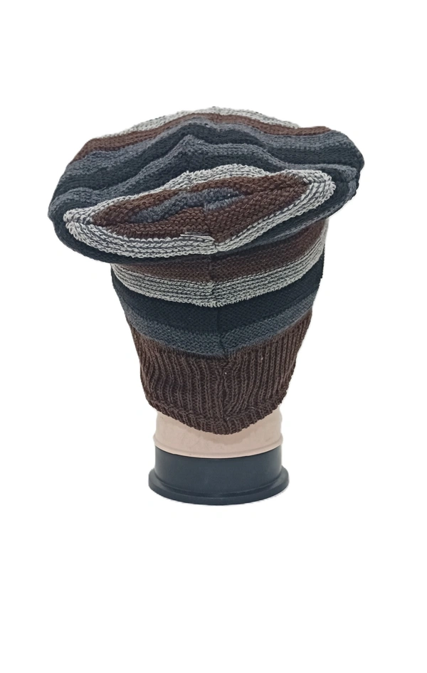 Woolen Long Beanie Cap With Inside Furr Mix Color Only - Long Beanie, 6