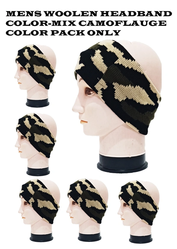 Men Woolen Head Band Camoflauge Color Pack Only - Head Band, 6