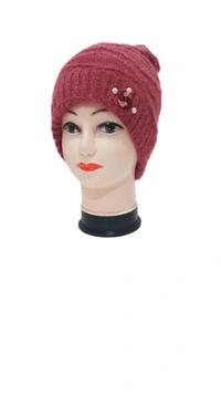 Girls And Ladies Woolen Caps With Inside Furr Mix Color Pack Only - Free, 6