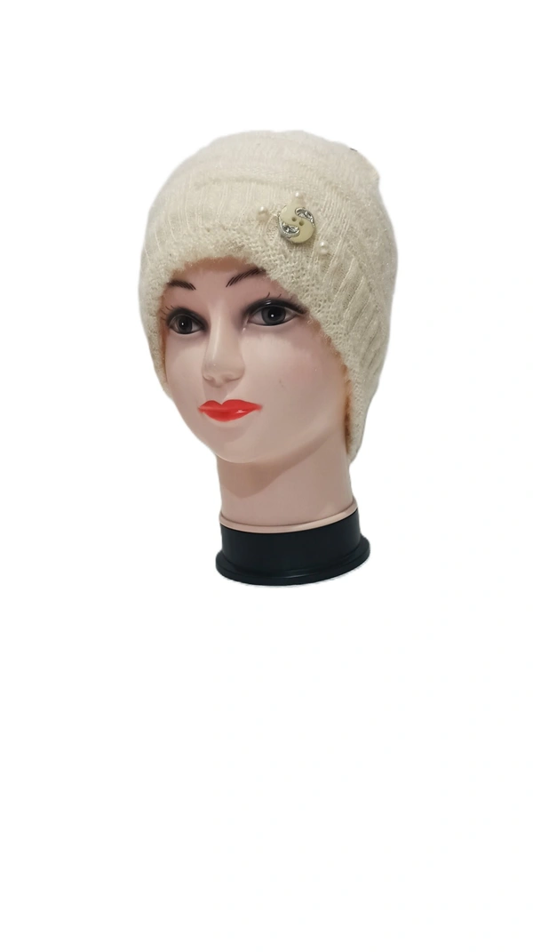 Girls And Ladies Woolen Caps With Inside Furr Mix Color Pack Only - Free, 6
