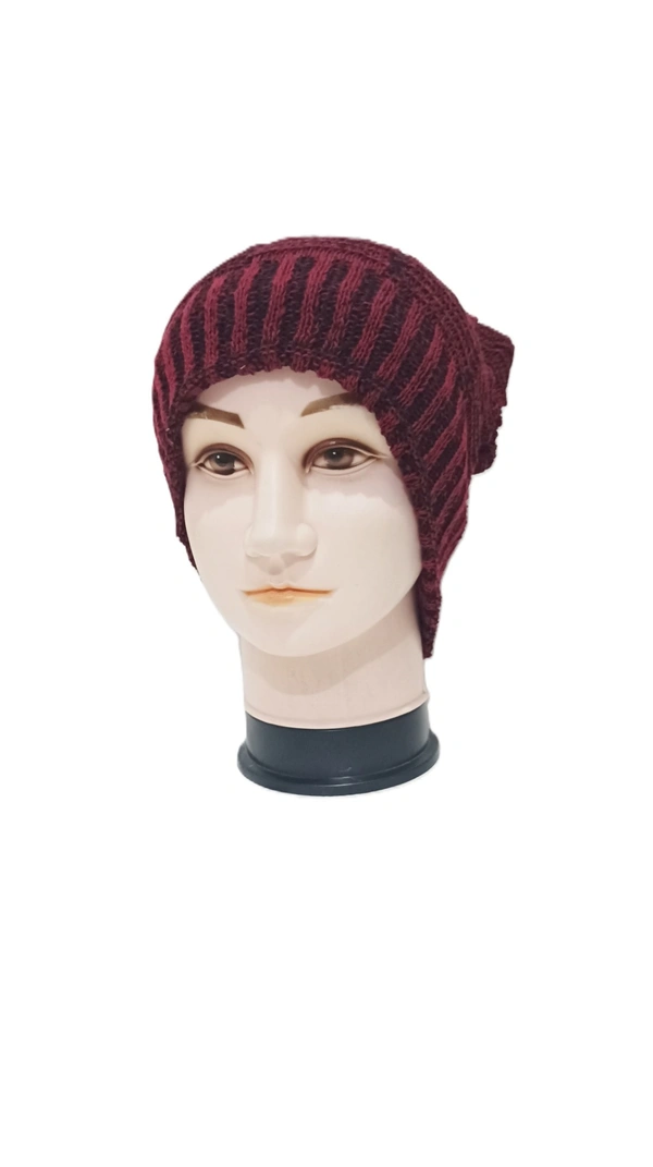 Woolen Long Beanie Cap With Inside Furr Mix Color Only - Long Beanie, 6