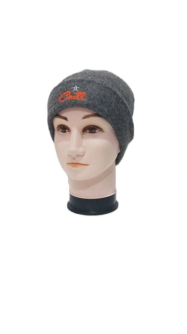 Mens Wioolen Caps With Front Embrodary Design Color Grey  Color Pack Only - Free, 6