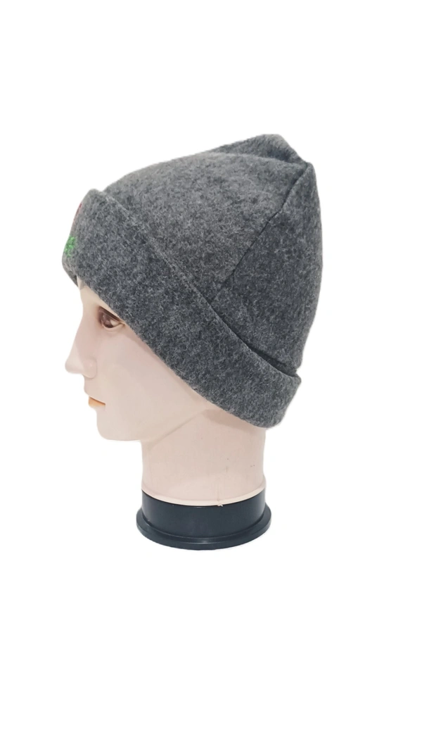 Mens Wioolen Caps With Front Embrodary Design Color Grey  Color Pack Only - Free, 6