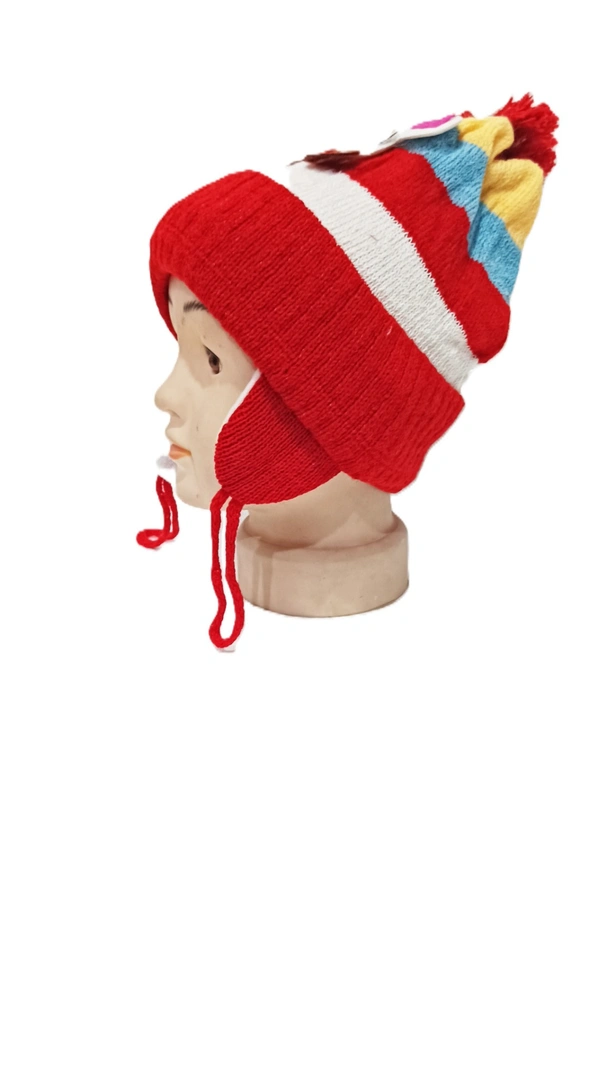 Kids Woolen Caps With Dori Color-Multi Color And Multi Design China Improted And Best Selling Cap - For Kids, 6